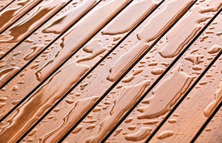 Wet floor with raindrop after a rainの写真素材