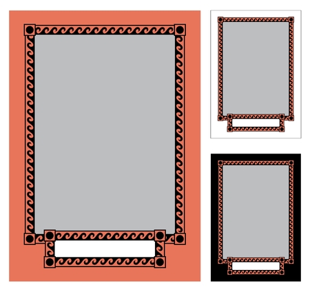 A Greek frame in three colors: black, white and tropical pink (resembling the color of antique vases). You can replace them with whatever colors you like. The little can be easily removed. No transparency and gradients used in the vector file. のイラスト素材