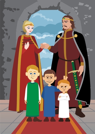 Picture of a medieval noble family     No transparency used in the vector file のイラスト素材