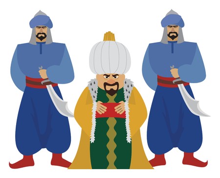 Happy sultan with his guards. のイラスト素材