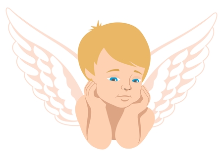 Cupid, isolated on white. You can easily move his eyes to whatever direction you like in the vector file.  No transparency used in the vector file.  のイラスト素材