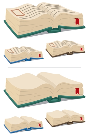 A big, old book in 3 different color versions. Below is the same book, but with blank sheets.  No transparency and gradients used in the  file. のイラスト素材