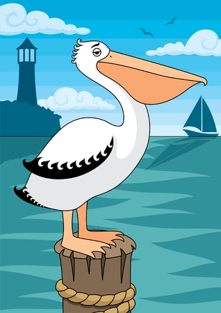 A Pelican. No transparency and gradients used. のイラスト素材
