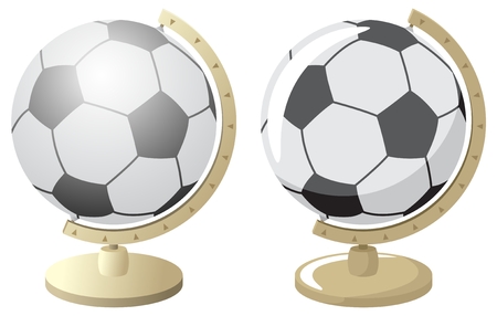 Abstract illustration for a football/soccer world championship. The same globus is drawn in 2 versions  with and without gradients. No transparency used. Basic gradients used. のイラスト素材