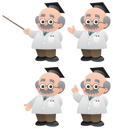 A professor in 4 different poses.のイラスト素材