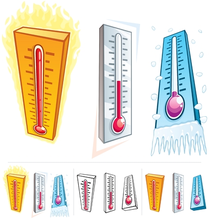 A thermometer in 3 different thermal conditions. のイラスト素材