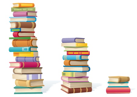 3 stack of books, different by height. 3 stack of books, different by height.
