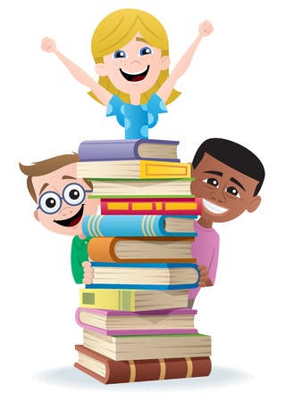 Books and Kids.  No transparency used. Basic (linear) gradients used. のイラスト素材