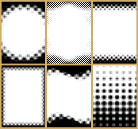 A set of 6 halftone frame patterns. All of them can be tilled vertically. You can also change their height easily. のイラスト素材