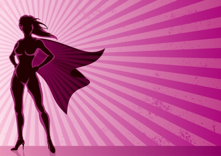Super heroine over grunge background with copy space. のイラスト素材