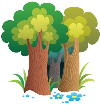 Cartoon forest.  No transparency used. Basic (linear) gradients. のイラスト素材