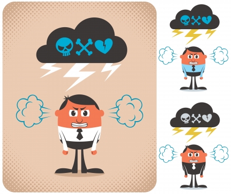 Angry man. No transparency and gradients used.のイラスト素材