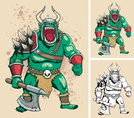 Illustration of orc  It is in 3 different versions  No transparency and gradients used   のイラスト素材