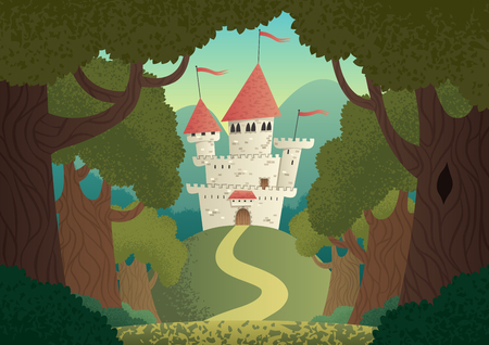 Cartoon fantasy castle. No transparency used. Basic (linear) gradients.のイラスト素材