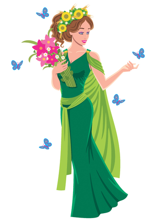 Greek goddess Demeter over white background.のイラスト素材