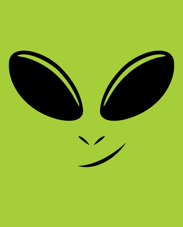 Vector cartoon illustration of green alien face.のイラスト素材