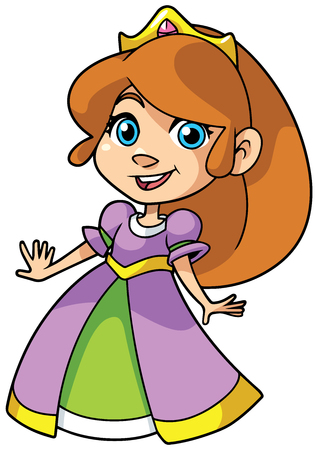 Illustration of cute little princess smiling on white background.のイラスト素材