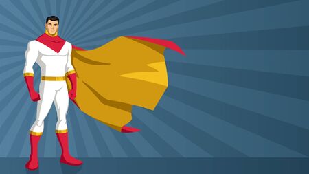 Asian superhero standing tall on abstract ray light background with copy space.のイラスト素材