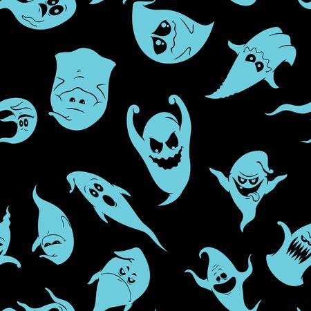 Seamless Halloween pattern with a bunch of spooky ghosts.のイラスト素材