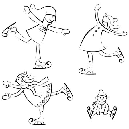 Ice skating ice line Figure skating symbol ice skate line icon, outline vector sign, linear pictogram isolated on white logo illustration の Stock ベクター