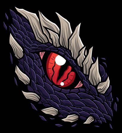 Mascot illustration with the eye of a dragon or other reptile character.のイラスト素材