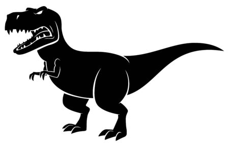 Cartoon tyrannosaurus rex silhouette over white background.のイラスト素材