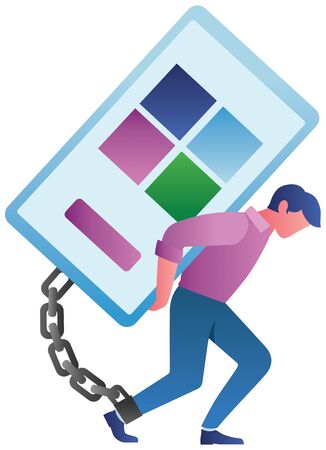 Concept flat design illustration for smartphone or social media addiction.のイラスト素材