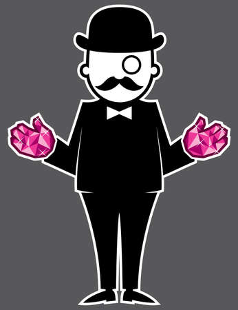 Conceptual illustration with cartoon character with diamond hands as metaphor for investors who don t panic sell during bear market.のイラスト素材