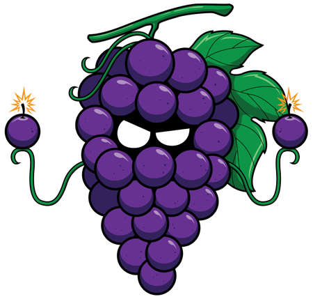 Mascot illustration with grape superhero isolated on white background.のイラスト素材