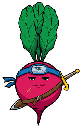 Mascot illustration with radish superhero isolated on white background.のイラスト素材