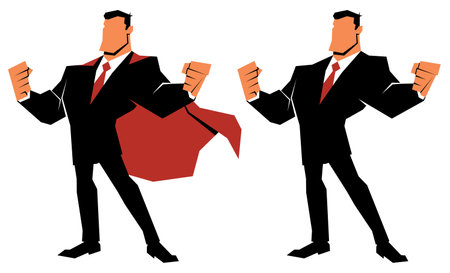 Businessman superhero feeling his business power flow through him.のイラスト素材