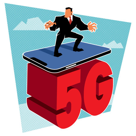 Businessman Surfing on Smartphone 5G