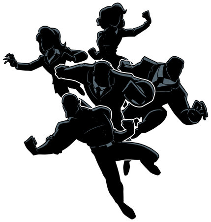 Super Business Team Silhouettes on Whiteのイラスト素材