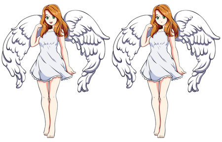 Angel Anime Girl on Whiteのイラスト素材