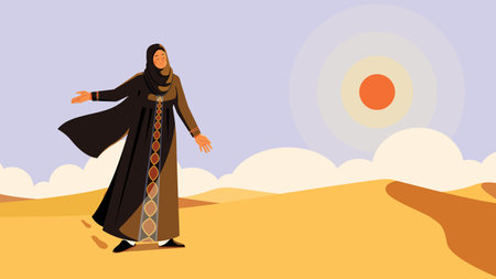 Arab Woman in Desertのイラスト素材