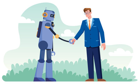 Businessman and Robotのイラスト素材