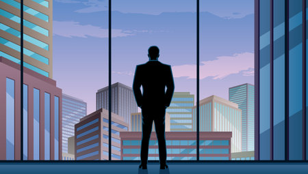 Businessman Watching City Dayのイラスト素材