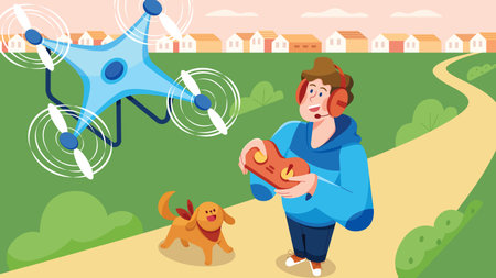 Drone Operator Flat Designのイラスト素材