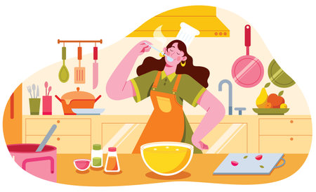 Female Chef on Whiteのイラスト素材