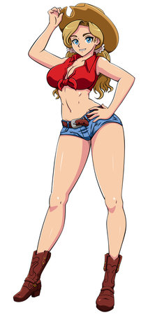 Manga Cowgirl on Whiteのイラスト素材