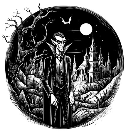 Count Dracula Black and Whiteのイラスト素材