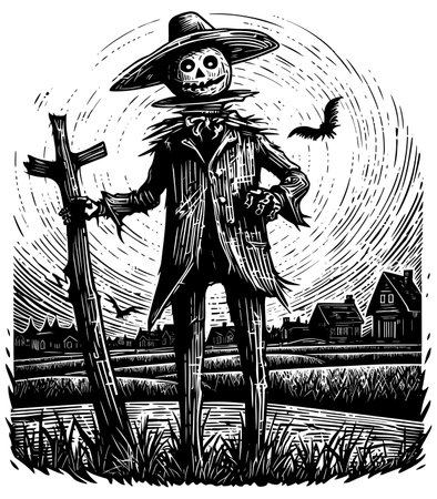 Scarecrow Black and Whiteのイラスト素材