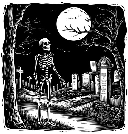 Skeleton in Graveyardのイラスト素材