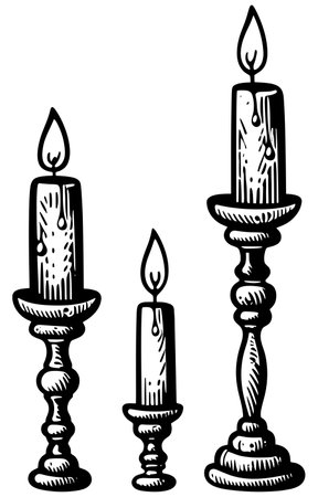 Candlestick Set Woodcutのイラスト素材