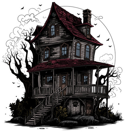 Haunted House on Whiteのイラスト素材