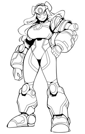 Futuristic Super Girl Manga Line Artのイラスト素材