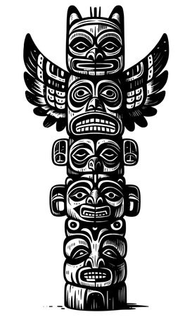 Native American Totem Poleのイラスト素材
