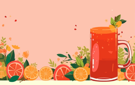 Michelagua or michelada glass with a slice of lime on the top. Mexican cold summer drink and beverageのイラスト素材