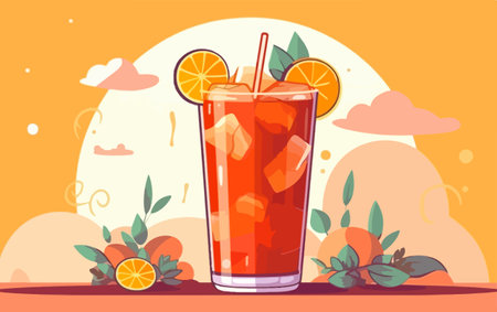 Michelagua or michelada glass with a slice of lime on the top. Mexican cold summer drink and beverageのイラスト素材