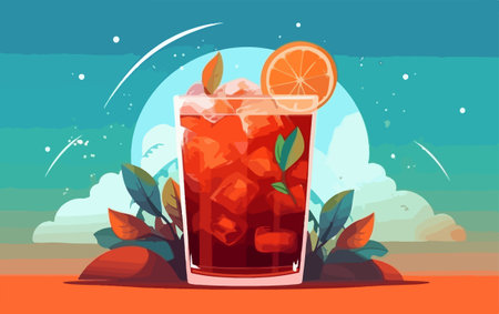 Michelagua or michelada glass with a slice of lime on the top. Mexican cold summer drink and beverageのイラスト素材